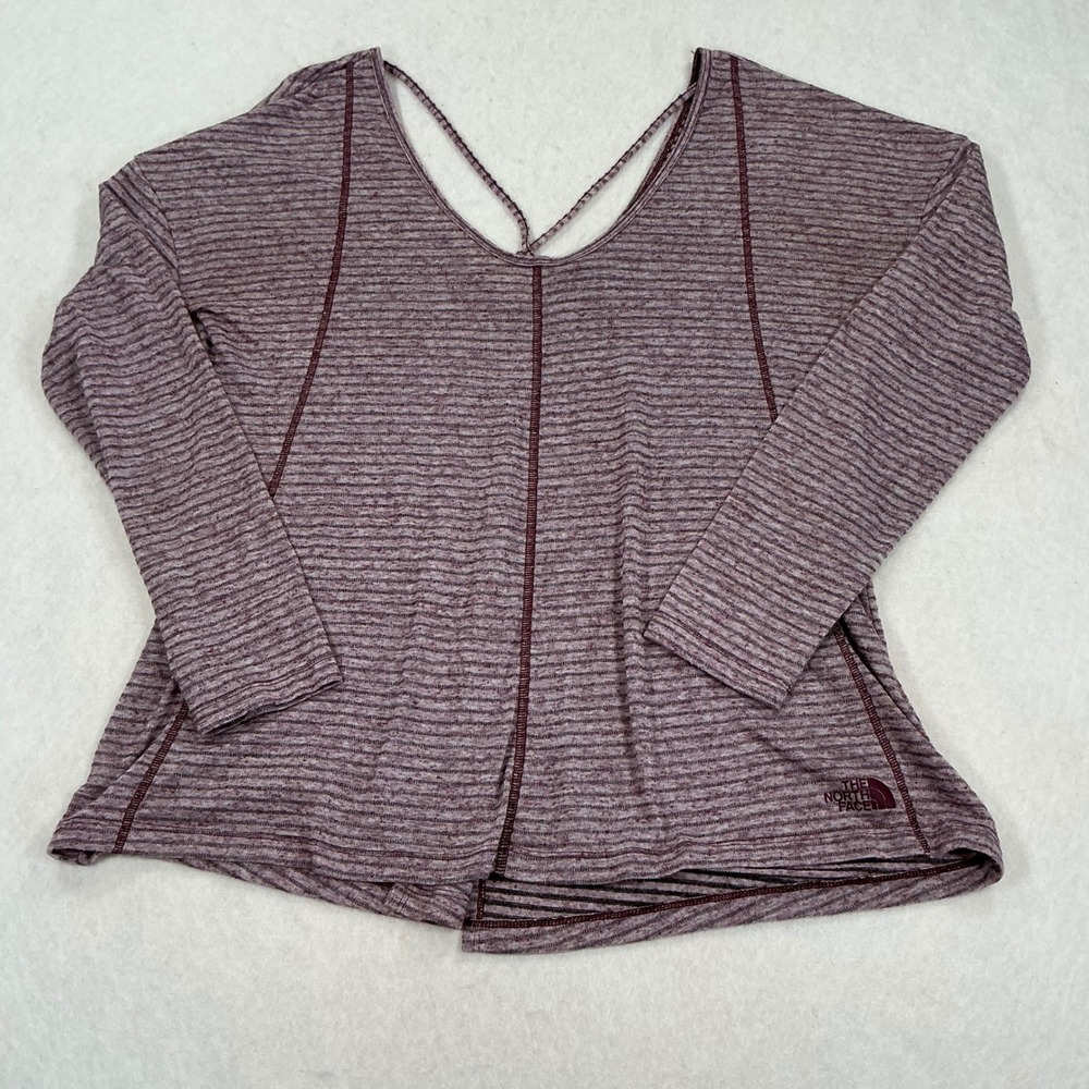 The North Face Womens Small Purple Striped V-Neck Strappy Open Back Top SKU 1471